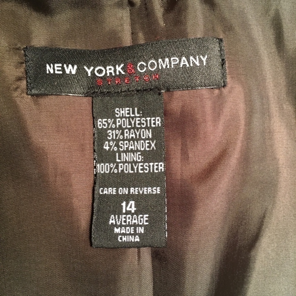 new YORK & COMPANY STRETCH Career Blazer Jacket, DARK BROWN, NWOT, Size 14 - Picture 3 of 9